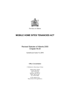 MOBILE HOME SITES TENANCIES ACT - Alberta