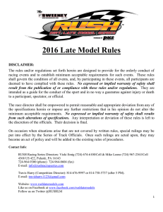 2016 Late Model Rules - RUSH Dirt Late Model Series