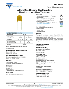 VY2 Series AC Line Rated Ceramic Disc Capacitors Class