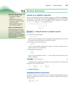 Domain of an Algebraic Expression Simplifying Rational Expressions