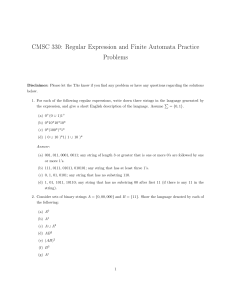 CMSC 330: Regular Expression and Finite Automata Practice