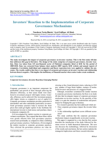 Investors` Reaction to the Implementation of Corporate Governance