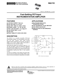 Fast-Settling FET-Input Instrumentation Amp (Rev. A)