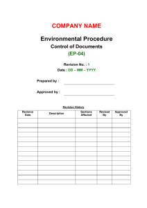 Control of Documents - Environmental Protection Department