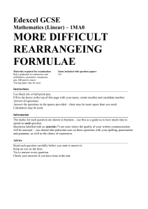 1MA0 MORE DIFFICULT REARRANGEING FORMULAE