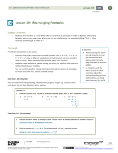 Lesson 19: Rearranging Formulas