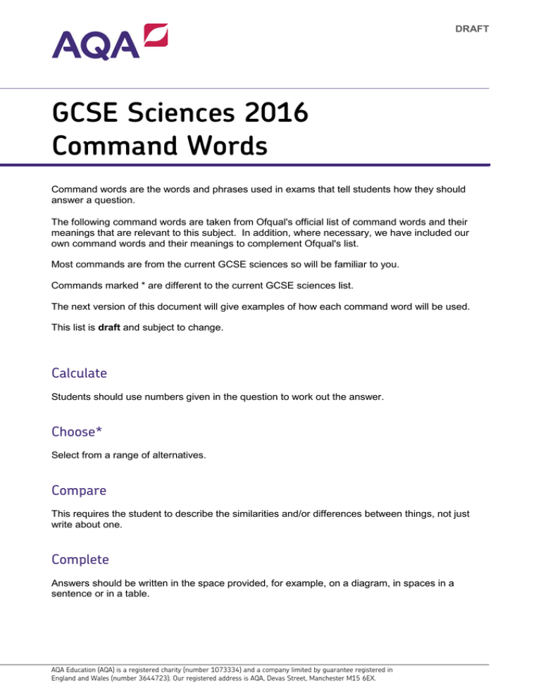 AQA GCSE Command Words