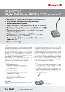 Product data sheet VARIODYN D1 Digital Call Station DCS15/2