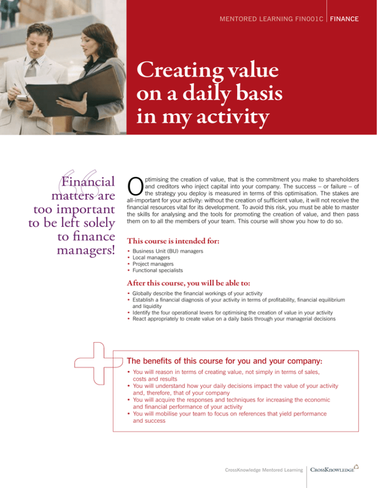 Creating Value On A Daily Basis In My Activity