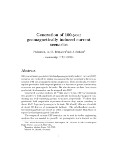 Generation of 100-year geomagnetically induced current