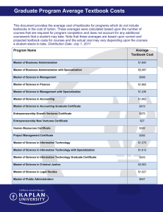 Graduate Program Average Textbook Costs