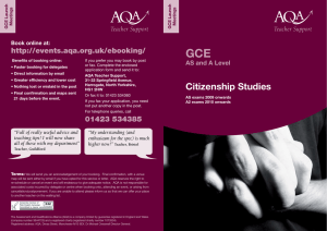 AQA GCE Citizenship Studies Publicity Leaflet