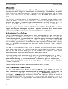 Introduction Understanding Power Ratings True Peak Reading SWR