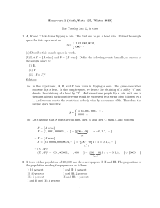 Homework 1 (Math/Stats 425, Winter 2013) Due Tuesday Jan 22, in