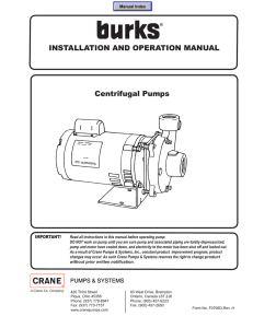 INSTALLATION AND OPERATION MANUAL Centrifugal Pumps