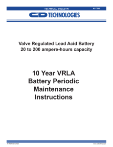 10 Year VRLA Battery Periodic Maintenance Instructions