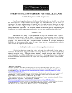 Introductions and Conclusions for Scholarly Papers