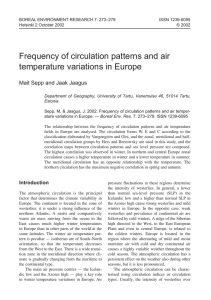 Frequency of circulation patterns and air temperature variations in