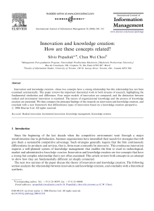 Innovation and knowledge creation: How are these concepts related?