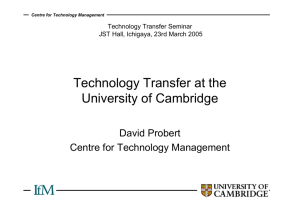 Technology Transfer at the University of Cambridge