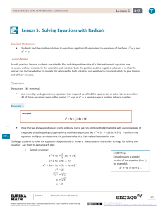 Lesson 5: Solving Equations with Radicals