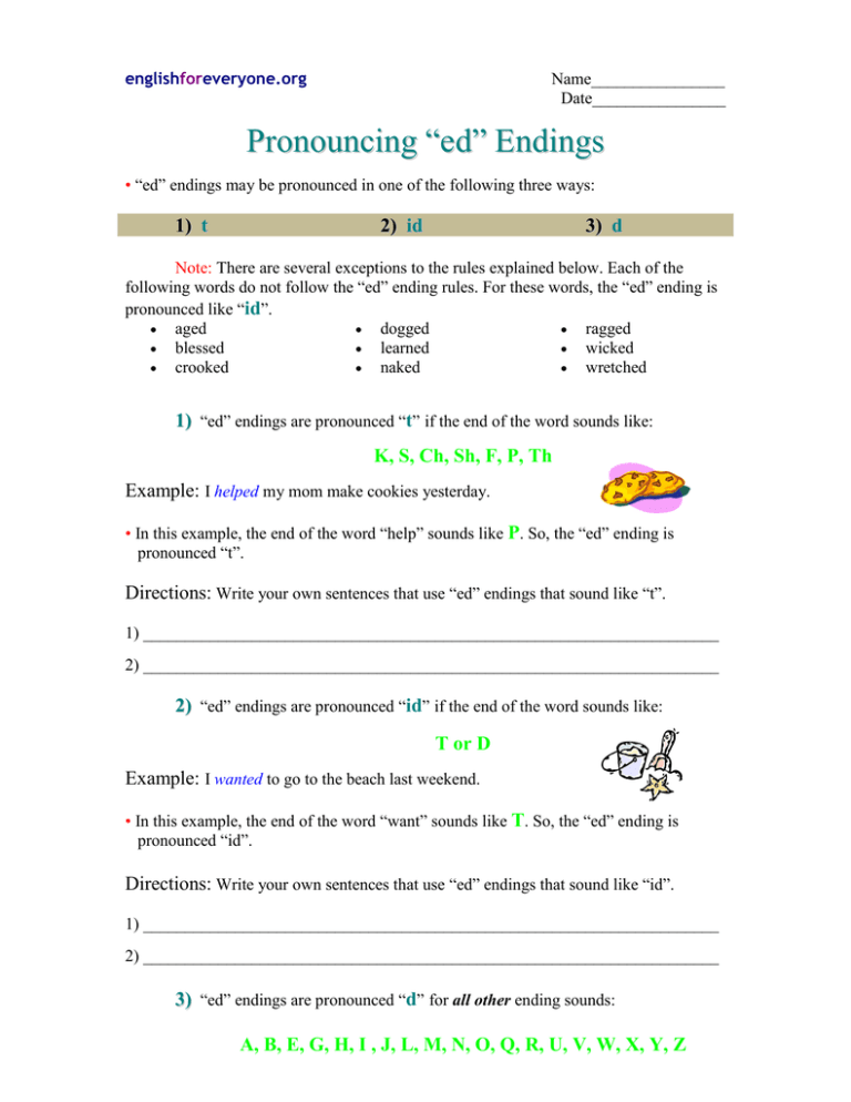 Pronouncing Ed Endings