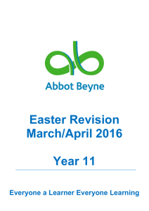 Easter Revision March/April 2016 Year 11