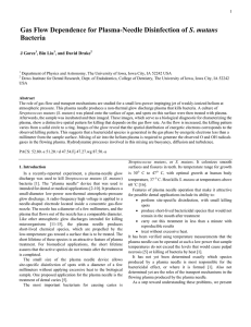 Gas Flow Dependence for Plasma-Needle Disinfection of S. mutans