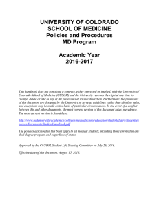 UNIVERSITY OF COLORADO SCHOOL OF MEDICINE Policies and