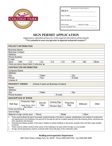 sign permit application - College Park
