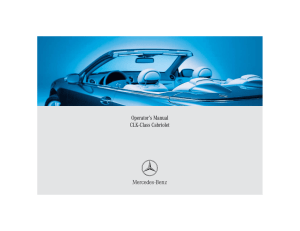 Operator`s Manual CLK-Class Cabriolet - Mercedes-Benz