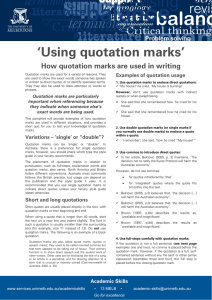 `Using quotation marks` How quotation marks are used in writing