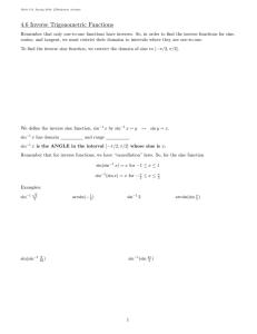 4.6 Inverse Trigonometric Functions