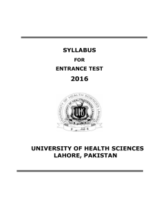 Syllabus of Medical / Dental Colleges Entrance Test 2016
