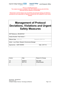 Management of Protocol Deviations, Violations and