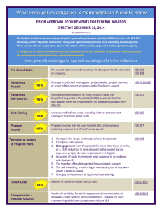 Prior Approval Requirements For Federal Awards