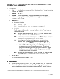 A. Introduction 1. Title: Coordination of Generating Unit or Plant