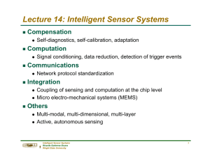 Lecture 14: Intelligent Sensor Systems