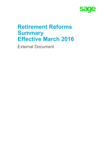 Retirement Reforms Summary Effective March 2016