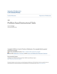 Problem-based Instructional Tasks - UNI ScholarWorks