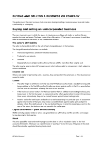 BUYING AND SELLING A BUSINESS OR COMPANY Buying and