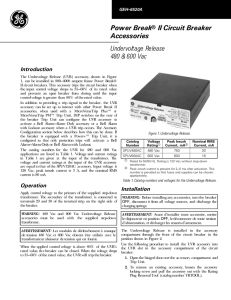 Power Break® II Circuit Breaker Accessories Undervoltage Release