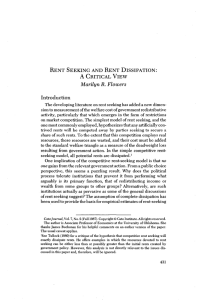 Rent Seeking And Rent Dissipation A Critical View