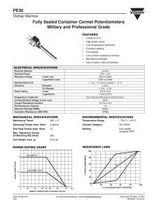 PE30 Fully Sealed Container Cermet Potentiometers Military and