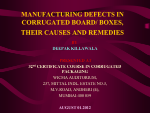 manufacturing defects in corrugated board/ boxes, their