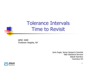 Tolerance Intervals Time to Revisit