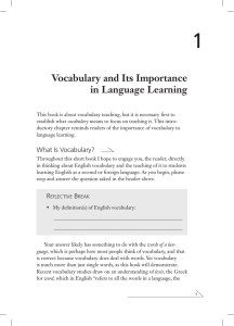 Vocabulary and Its Importance in Language Learning