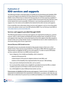 Explanation of IDD Services and Supports