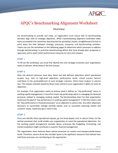 APQC`s Benchmarking Alignment Worksheet