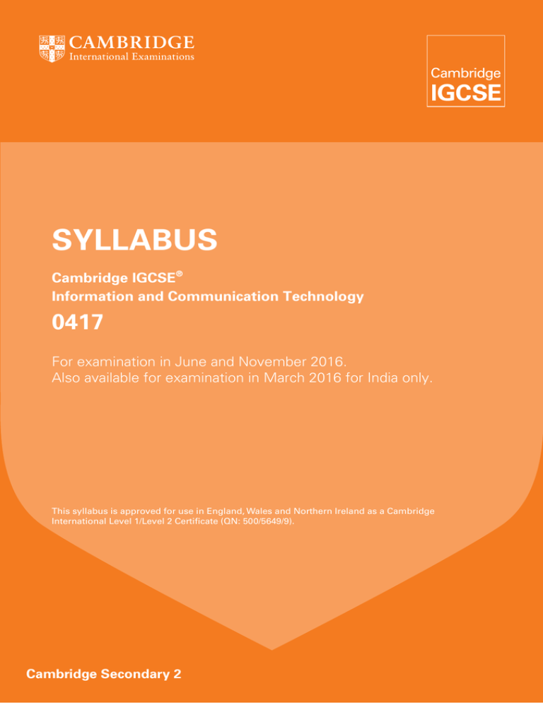 Syllabus - Cambridge International Examinations